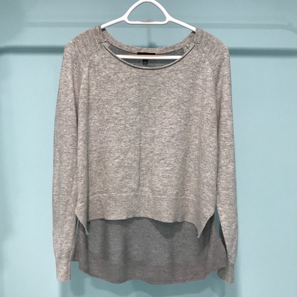 Topshop Sheer Back High Low Grey Sweater Size 6 - Picture 3 of 8